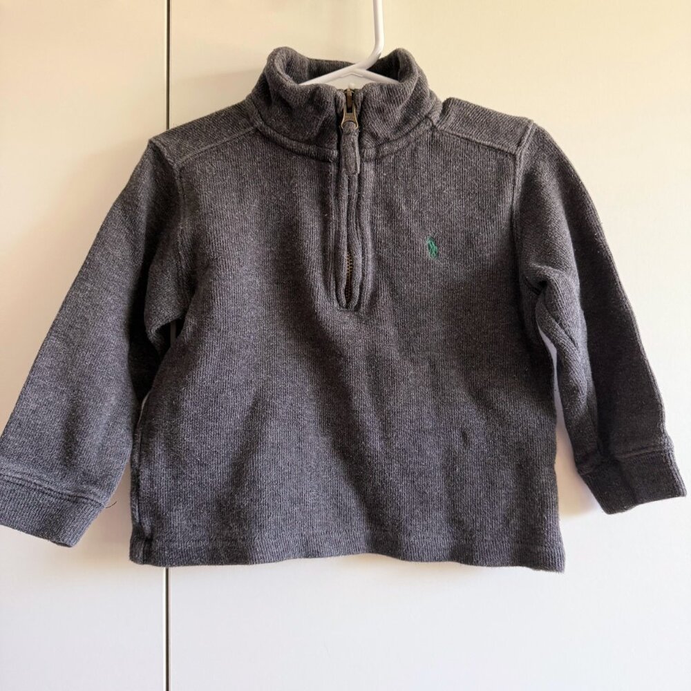Polo by Ralph Lauren Toddler Boys 2T Zip Grey Pullover Collared Sweater
